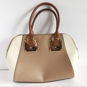 Andrew Marc | large beige / white colorblock purse